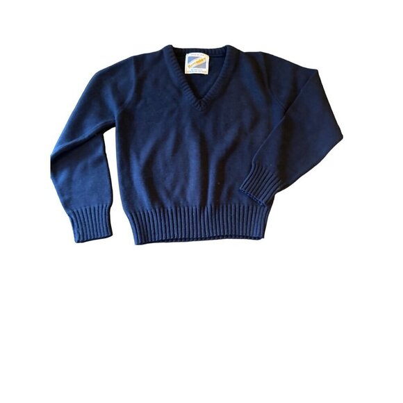 Vintage Havenshire Navy Blue V-Neck Sweater 100% Virgin Acrylic Made In USA Size - Picture 1 of 4